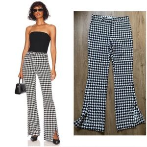 ANINE BING REVOLVE Jocelyn Houndstooth Trouser in Black & White
